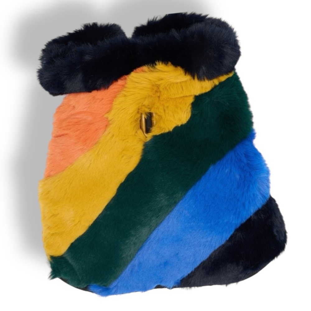 Kurt Geiger 🪢 L.E. Rainbow Faux Fur Dog Coat fits Sm/Med